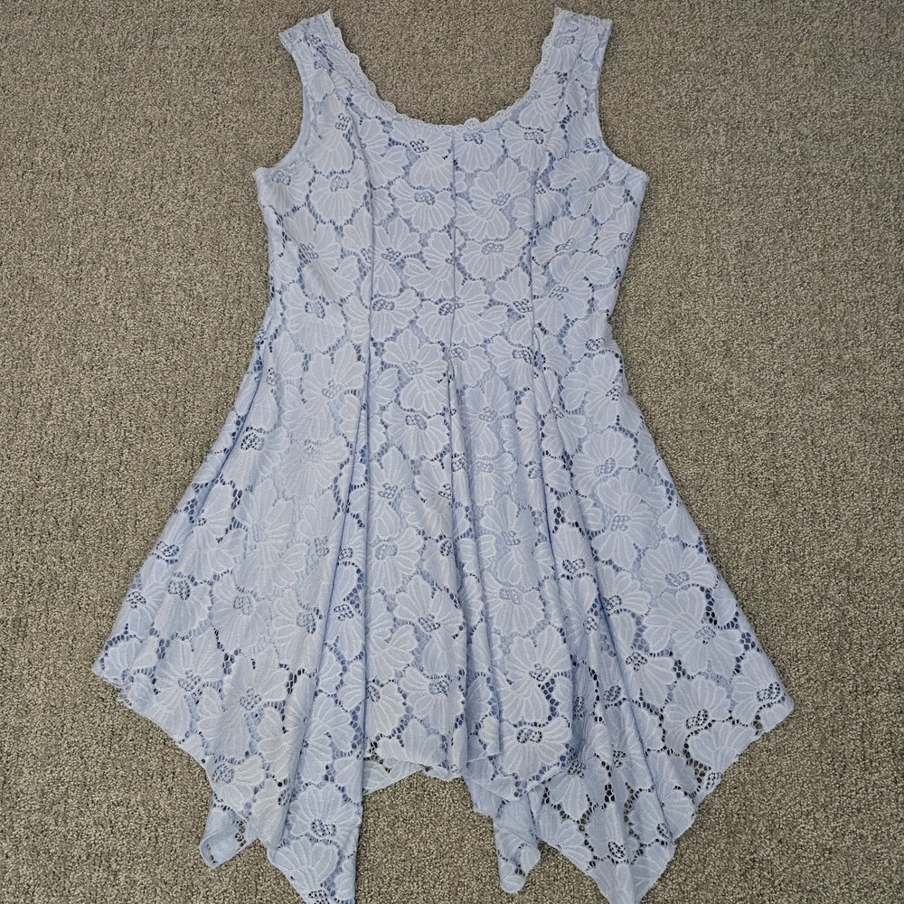 Altar'd State Fairy Blue Lace Dress Handkerchief Hem Romantic Cottagecore Size M